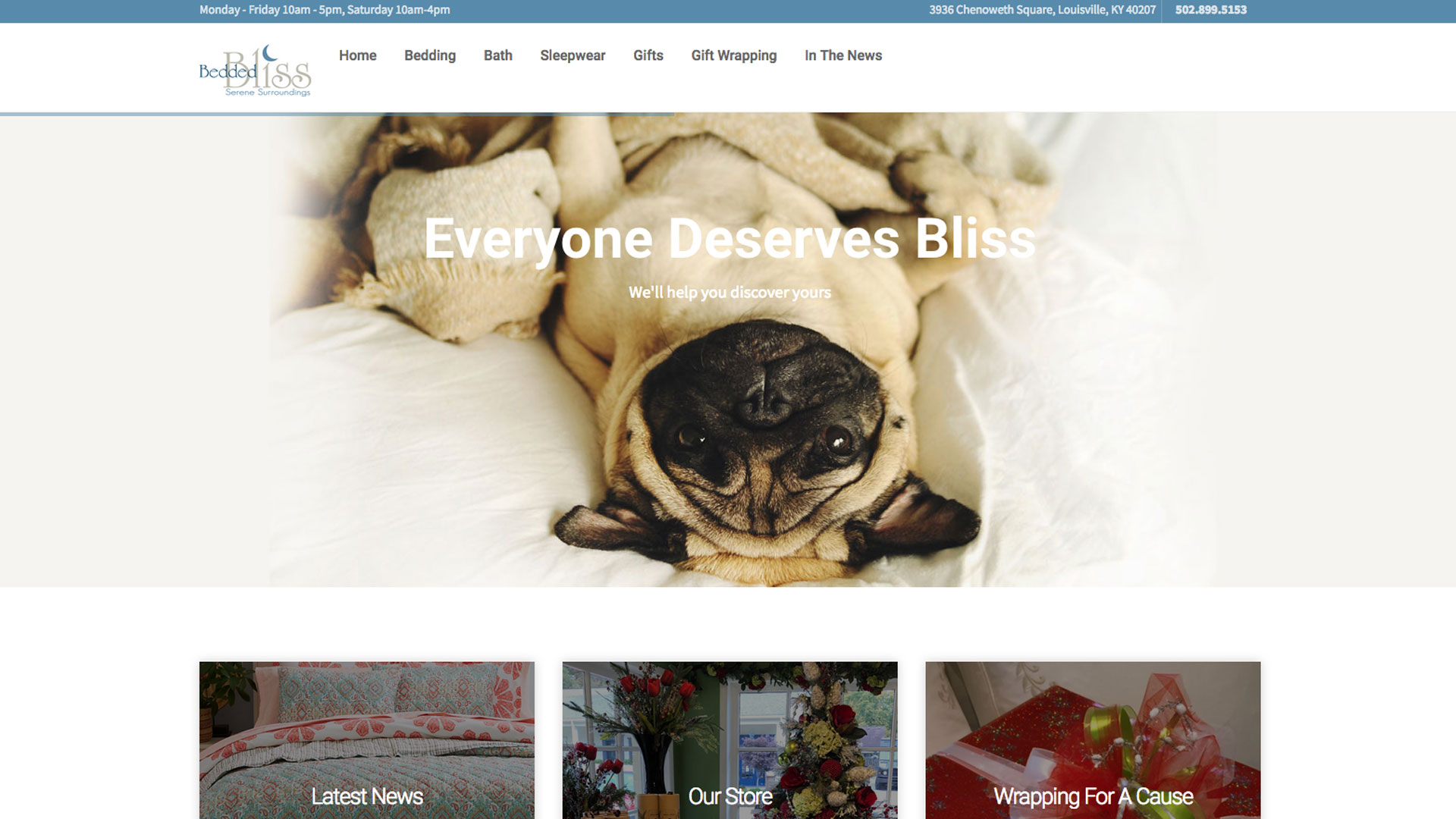 Bedded Bliss website home page image