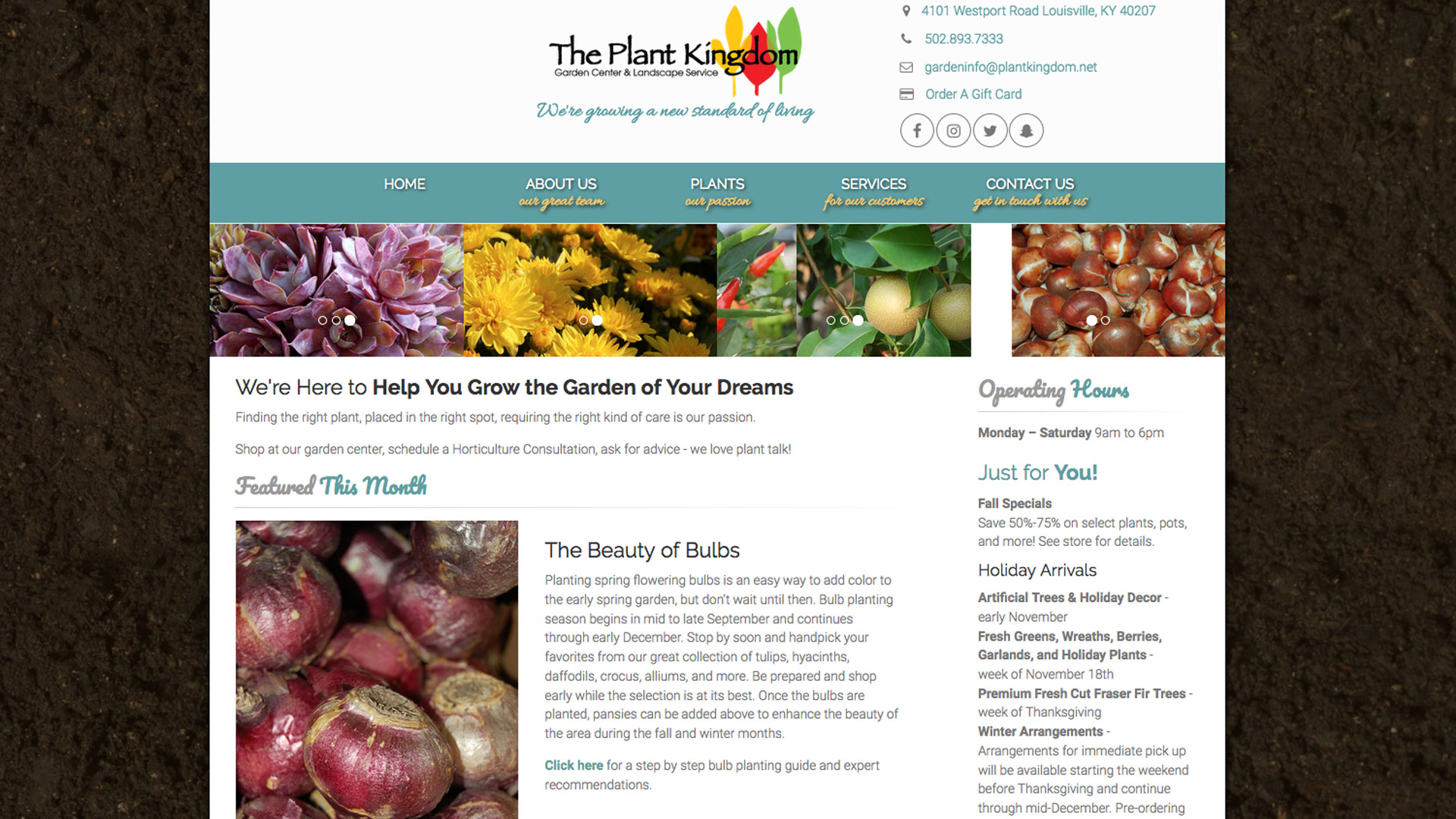 Plant Kingdom website home page image