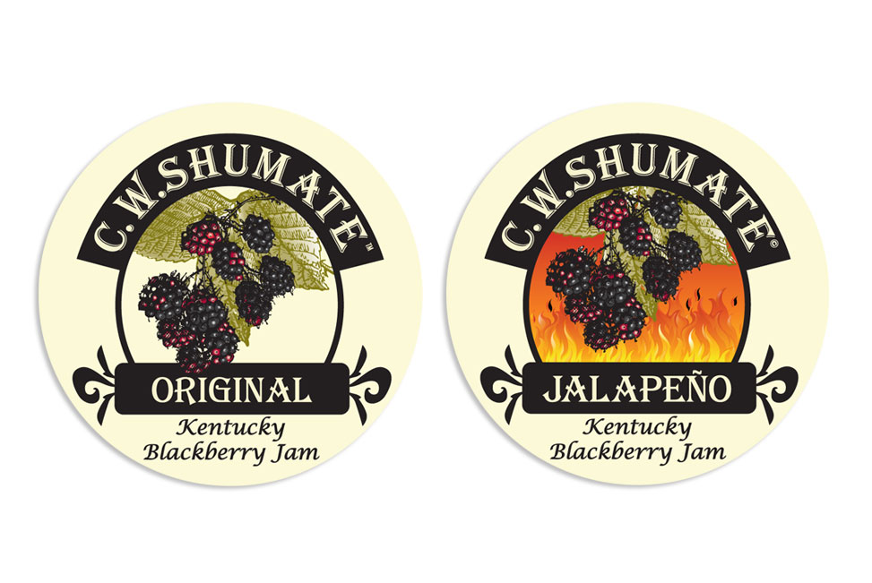 image of CW Shumate Blackberry jam labels